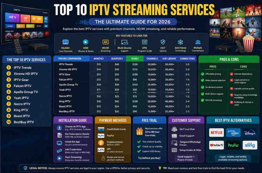 Top 10 IPTV Streaming Service