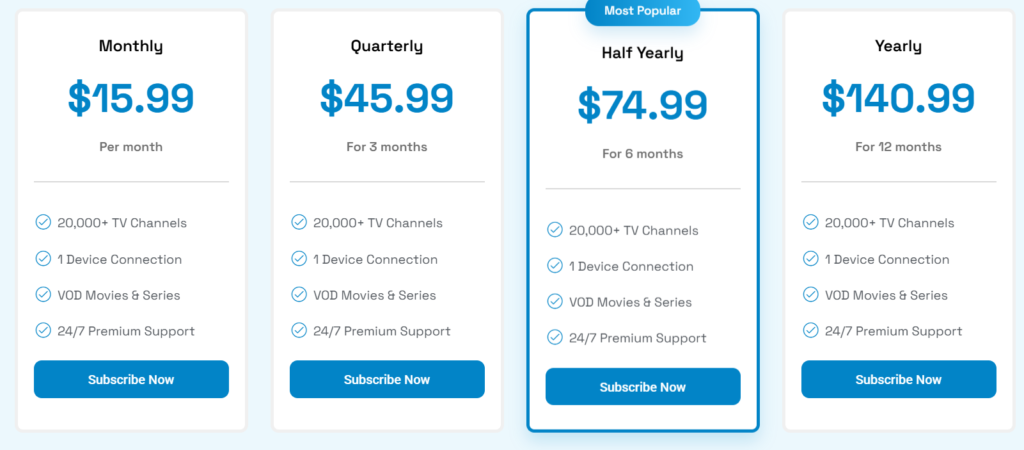 Xtreme HD IPTV Pricing
